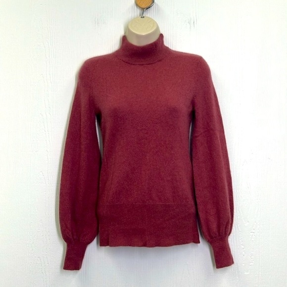 Antonio Melani - Plum Mock Neck 100 Percent Cashmere Long Sleeve Sweater Small - Picture 3 of 10